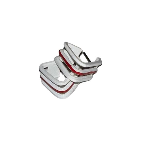 Vintage Angular Red & White Tri-Hoop Post Earrings 1980s Geometric Retro Jewelry - Picture 2 of 14